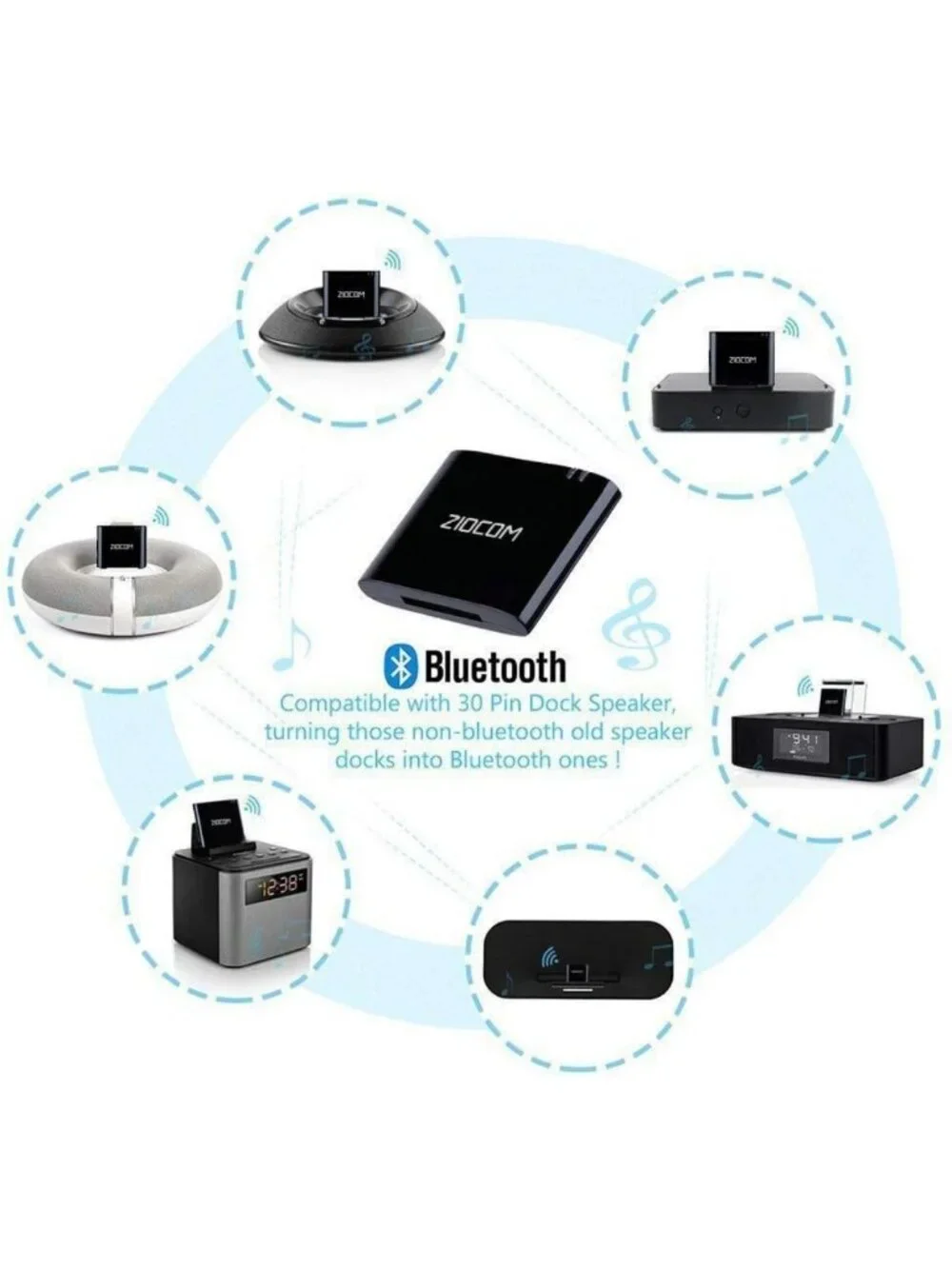 30 Pin Bluetooth Audio Receiver Adapter for SoundDock & 30 Pin Speakers